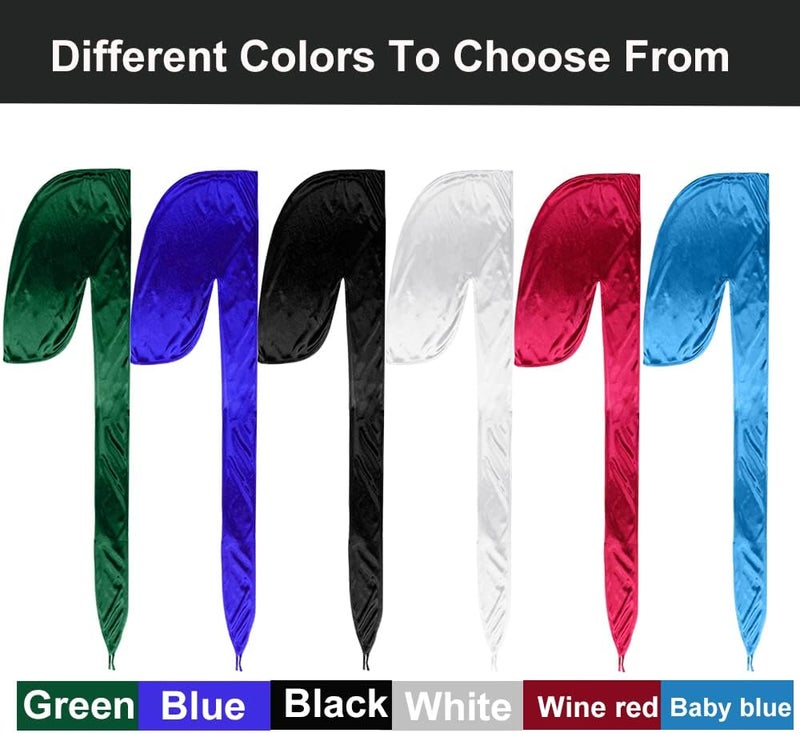ASKNOTO 6 Pcs Silky Durag Headwraps Dorag for Men Women Waves, Durags Pack with Long Tail and Wide Straps, 6 Colors - Image 3